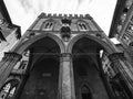 Mercanti`s palace in Bologna in black and white