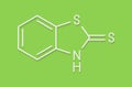 Mercaptobenzothiazole MBT skin sensitizer molecule. Used as rubber vulcanising agent. Skeletal formula.
