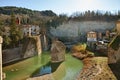 Mercato Saraceno, Forli-Cesena, Emilia-Romagna, Italy: landscape of the town with the remains of the ancient bridge 