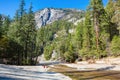 Merced River between Nevada Fall  and Vernal Fall at sunny autumn morning, Yosemite National Park, California, USA Royalty Free Stock Photo