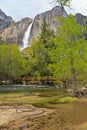 Merced River Sandbar and Yosemite Falls