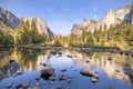 Merced River in Yosemite National Park at sunset. Royalty Free Stock Photo