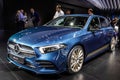 Mercedes-AMG A-Class A 35 4MATIC car showcased at the Paris Motor Show. Paris, France - October 2, 2018