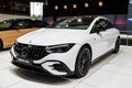 Mercedes-AMG EQE 53 Sedan electric car at the Brussels Autosalon European Motor Show. Brussels, Belgium - January 13, 2023