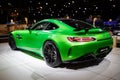 Mercedes-AMG GT R Coupe sports car at the Autosalon 2020 Motor Show. Brussels, Belgium - January 9, 2020