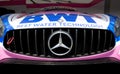 Mercedes AMG GT racing pink super car logo detail front view