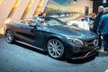 Mercedes AMG S-class convertible car showcased at the Brussels Expo Autosalon motor show. Belgium - January 19, 2017