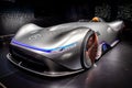 Mercedes Benz Concept EQ Silver Arrow Electric Intelligence car showcased at the Paris Motor Show in Expo Porte de Versailles.