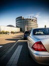 Mercedes-Benz luxury limousine rear stop light European Parliament Royalty Free Stock Photo