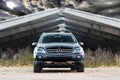 September 18, 2012, Kyiv. Ukraine. Mercedes-Benz ML-Class against the background of a hangar with clouds