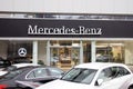 Mercedes Benz showroom with sign board above entrance