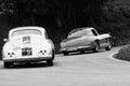 MERCEDES-BENZ 300 SL W 198 1955 PORSCHE 356 1600 COUPÃâ° 1956 on an old racing car in rally Mille Miglia 2020 the famous italian Royalty Free Stock Photo