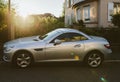 Mercedes-Benz SLK roadster parked on the street Royalty Free Stock Photo