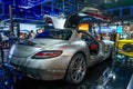 Mercedes-Benz SLS AMG gray with the doors open. Thailand, Bangkok 07 april 2024