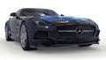 Mercedes-Benz SLS black. Three-dimensional raster illustration. Isolated car on white background. 3d rendering.