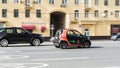 Mercedes Benz Smart car of Moscow carsharing company You Drive on the road in motion