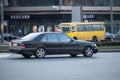 Luxury Mercedes-Benz class speeding on empty highway Royalty Free Stock Photo