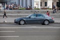 Luxury Mercedes-Benz class speeding on empty highway Royalty Free Stock Photo