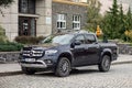 The Mercedes-Benz X Class pickup in front of the building. The vehicle was a big disappointment for German manufacturer and it is Royalty Free Stock Photo