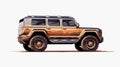 Crisp Neo-pop Jeep With Chrome Finish In Earth Tones