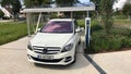 Merceds B-CLass electric car being charged