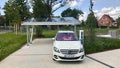 Merceds B-CLass electric car being charged