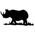 Mercenary day rhinoceros.Vector illustration of an African black Rhino on white . Silhouette of a black rhinoceros.