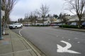 Downtown Mercer Island, local street with parking, QFC grocery store with parking lot