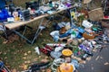 Merchandise exposed at the flea market Royalty Free Stock Photo