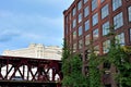 Merchandise Mart and bridge by Chicago river Royalty Free Stock Photo