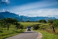 Merchandise truck in a mountainous landscape in Colombia.