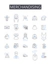 Merchandising line icons collection. Imports, Exports, Tariffs, Trade, Customs, Globalization, Currency vector and