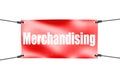 Merchandising word with red banner