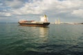 Merchant container ship near cargo port. Shipping,Transportation concept Royalty Free Stock Photo