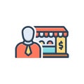 Color illustration icon for Merchant, trader and shopkeeper