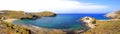 Merchia beach with its fishing port and the Chapel Saint Nicholas on the north side of Mykonos