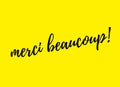 Merci beaucoup in yellow background illustration