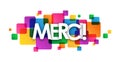 MERCI! French language banner on overlapping colorful squares Royalty Free Stock Photo