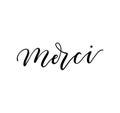 Merci lettering inscription in french means