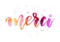 Merci watercolor lettering