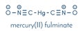 Mercury fulminate primary explosive molecule. Skeletal formula. Royalty Free Stock Photo