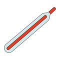 Mercury glass thermometer 2D linear cartoon object