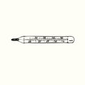 The mercury in glass or mercury thermometer isolated, outline simple doodle drawing