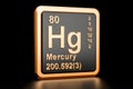 Mercury Hg chemical element. 3D rendering