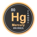 Mercury Hg chemical element. 3D rendering