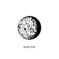 Mercury planet image on white background. Hand drawn vector illustration