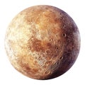 Mercury Planet with Rocky Surface and Craters Detailed View of Mercury on Transparent Background Royalty Free Stock Photo