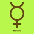 Mercury. Planet symbol. Vector color sign. Astrological calendar. Jyotisha. Hinduism, Indian or Vedic astrology