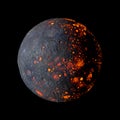 Mercury Solar system planet on black background 3d rendering.
