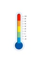 Mercury thermometer logo. Temperature indicator logotype. Medical diagnostics icon. Weather forecast app sign. Celsius